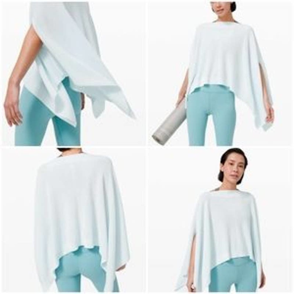 Lululemon Forward Flow Poncho Almost Blue Boolux Yarn Cashmere One Size Cape